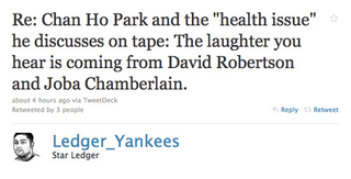 Illustration for article titled Mysterious Laugher Does Not Sympathize With Chan Ho Park's Stomach Ailments (UPDATE)